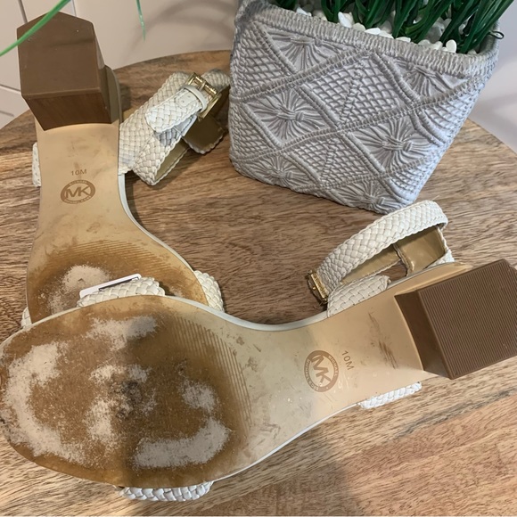 MICHAEL KORS Cream Braided Leather Ankle Strap Sandals - Picture 5 of 6